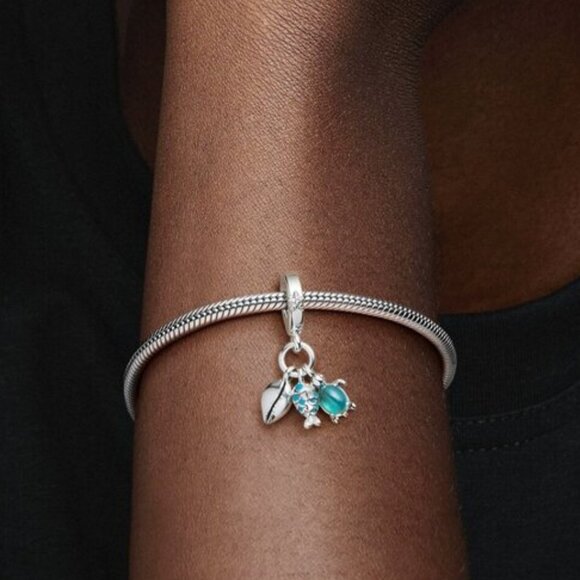 Pandora Fish, Sea Turtle & Conch Triple Dangle Charm - Picture 5 of 6